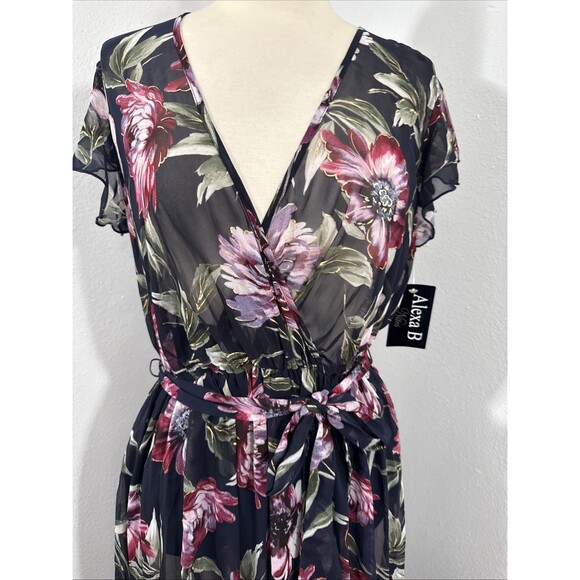 Alexa B Nites Maxi Dress Womens 8‎ Empire Surplice Feminine Summer Resort Flowy - Picture 2 of 12